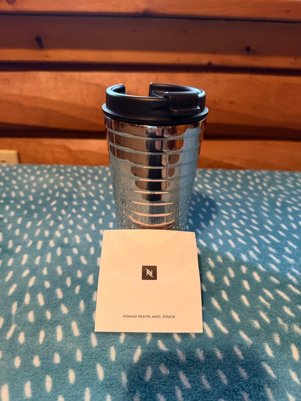 Nespresso Travel Mug in Silver with Black Lid